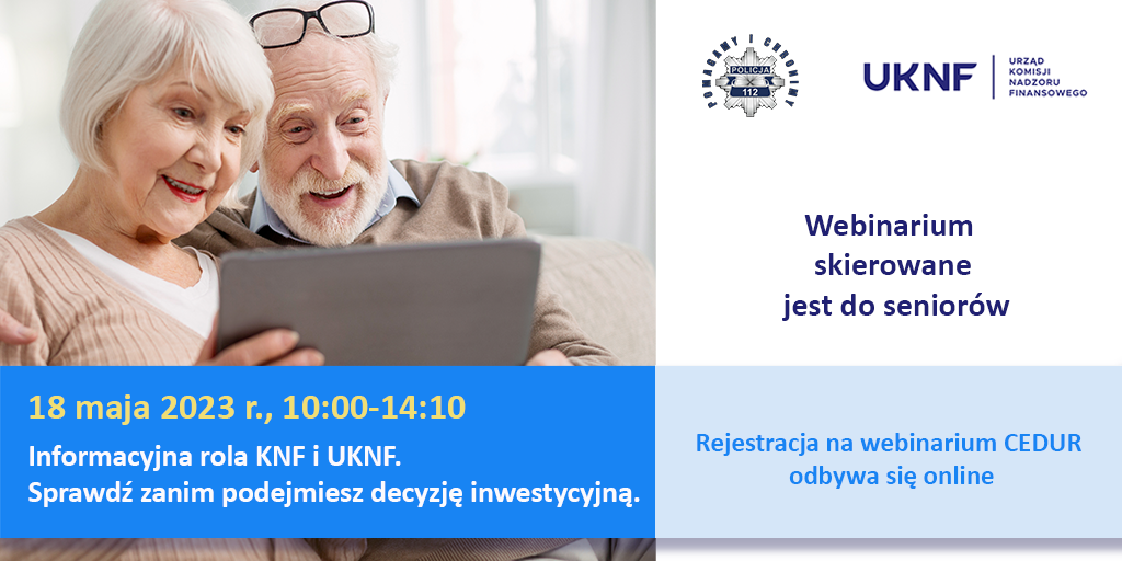 Grafika - webinarium CEDUR dla seniorów - 18 maja 2023 r